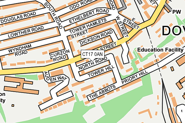 CT17 0AN map - OS OpenMap – Local (Ordnance Survey)