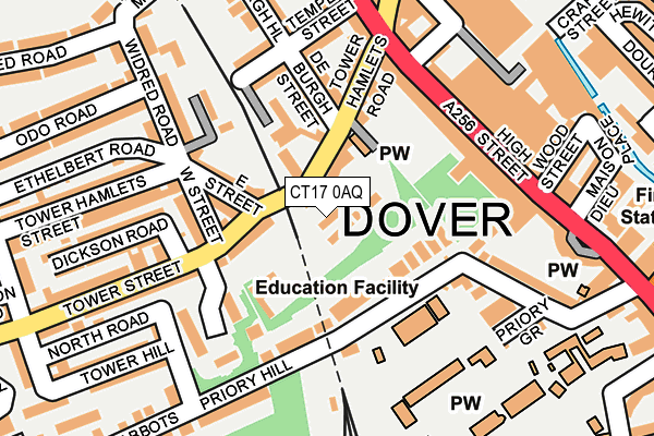 CT17 0AQ map - OS OpenMap – Local (Ordnance Survey)