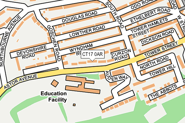 CT17 0AR map - OS OpenMap – Local (Ordnance Survey)