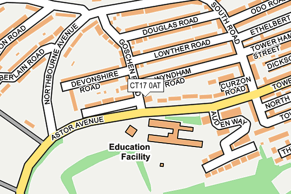 CT17 0AT map - OS OpenMap – Local (Ordnance Survey)