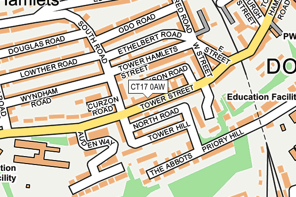 CT17 0AW map - OS OpenMap – Local (Ordnance Survey)