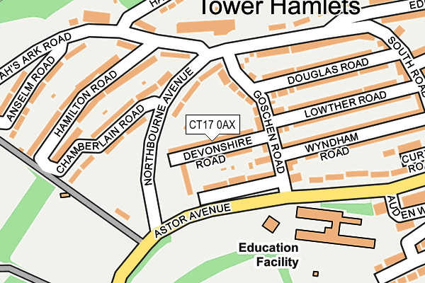 CT17 0AX map - OS OpenMap – Local (Ordnance Survey)