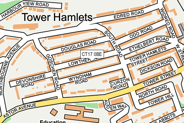 CT17 0BE map - OS OpenMap – Local (Ordnance Survey)