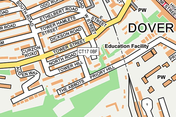 CT17 0BF map - OS OpenMap – Local (Ordnance Survey)