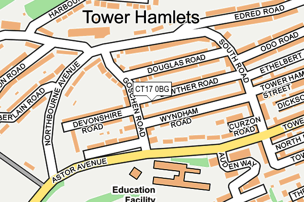 CT17 0BG map - OS OpenMap – Local (Ordnance Survey)