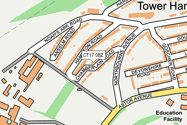 CT17 0BZ map - OS OpenMap – Local (Ordnance Survey)
