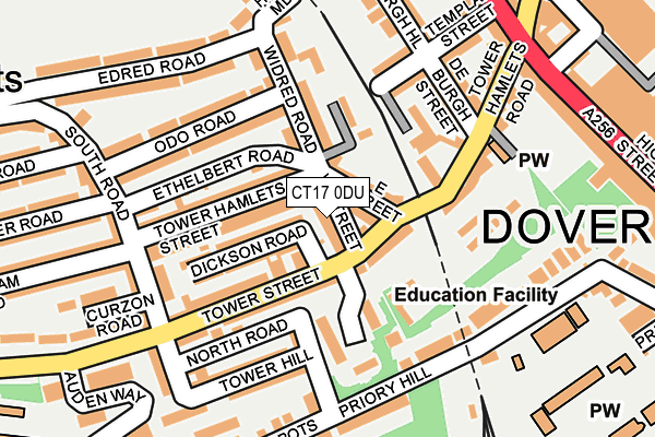 CT17 0DU map - OS OpenMap – Local (Ordnance Survey)