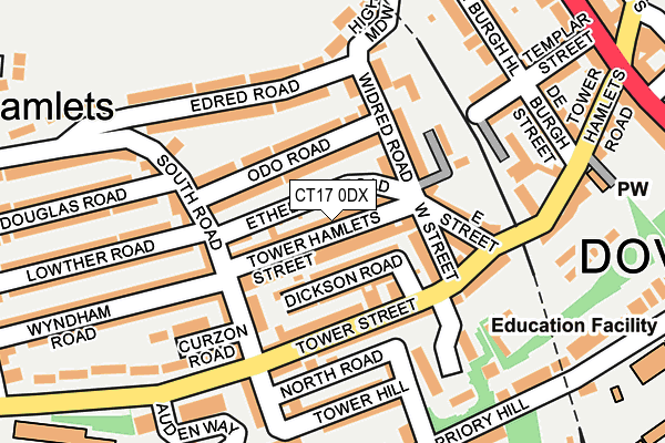 CT17 0DX map - OS OpenMap – Local (Ordnance Survey)