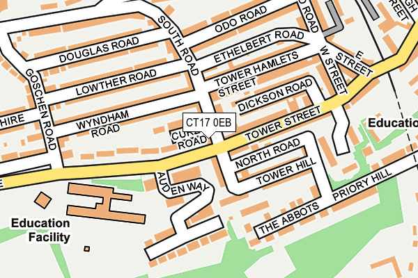 CT17 0EB map - OS OpenMap – Local (Ordnance Survey)