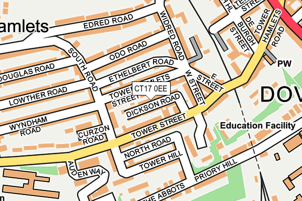 CT17 0EE map - OS OpenMap – Local (Ordnance Survey)