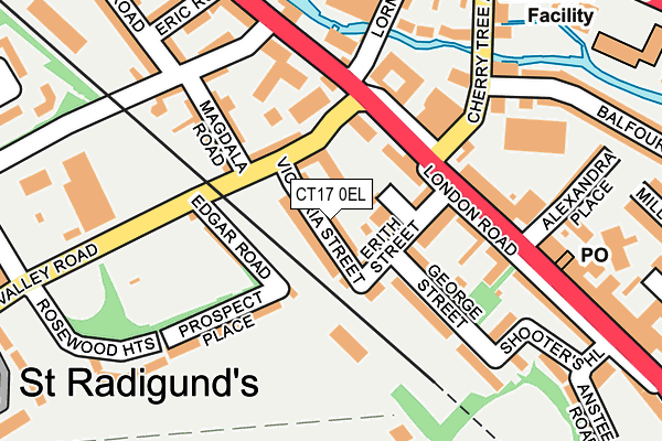 CT17 0EL map - OS OpenMap – Local (Ordnance Survey)