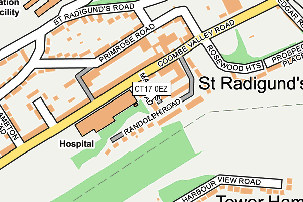 CT17 0EZ map - OS OpenMap – Local (Ordnance Survey)