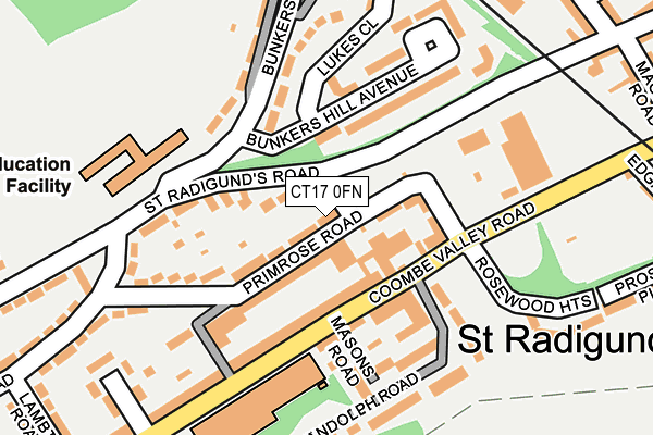 CT17 0FN map - OS OpenMap – Local (Ordnance Survey)