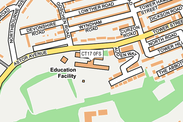 CT17 0FS map - OS OpenMap – Local (Ordnance Survey)