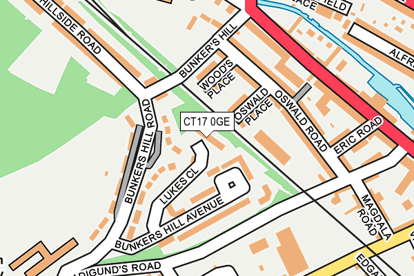 CT17 0GE map - OS OpenMap – Local (Ordnance Survey)