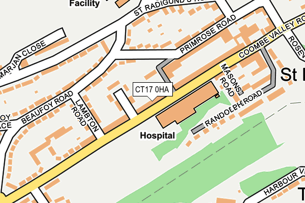 CT17 0HA map - OS OpenMap – Local (Ordnance Survey)