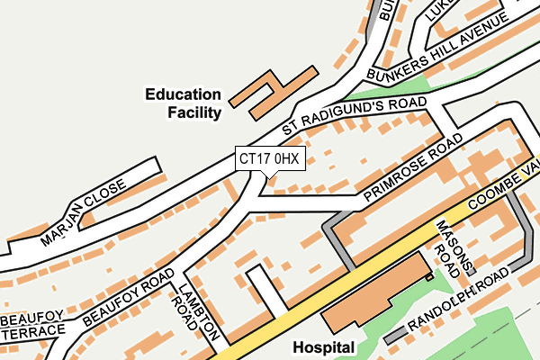 CT17 0HX map - OS OpenMap – Local (Ordnance Survey)