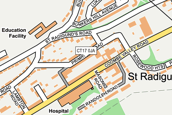 CT17 0JA map - OS OpenMap – Local (Ordnance Survey)