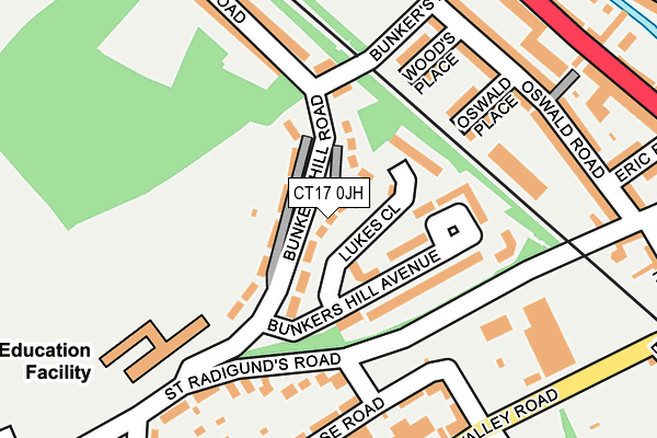 CT17 0JH map - OS OpenMap – Local (Ordnance Survey)