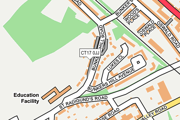 CT17 0JJ map - OS OpenMap – Local (Ordnance Survey)