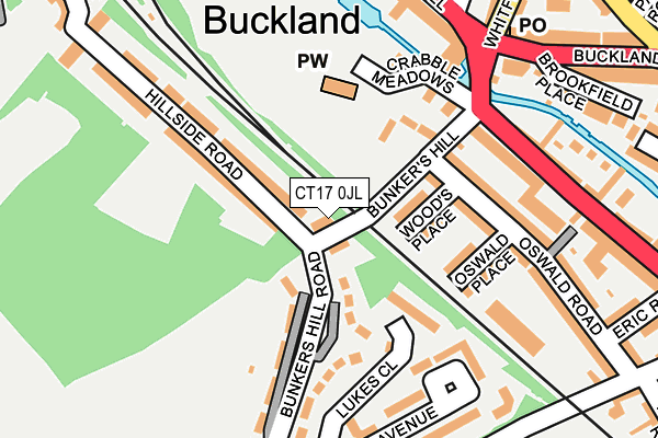 CT17 0JL map - OS OpenMap – Local (Ordnance Survey)