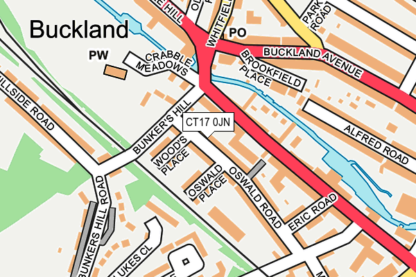 CT17 0JN map - OS OpenMap – Local (Ordnance Survey)