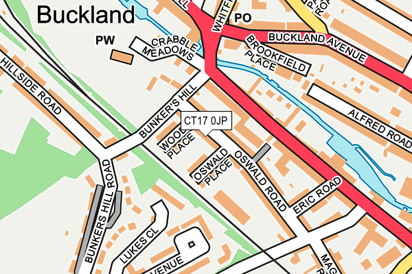 CT17 0JP map - OS OpenMap – Local (Ordnance Survey)
