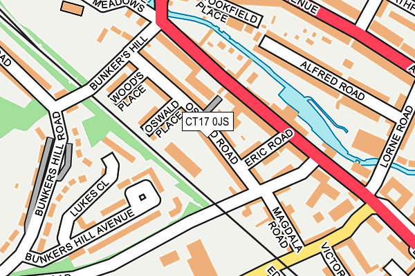 CT17 0JS map - OS OpenMap – Local (Ordnance Survey)