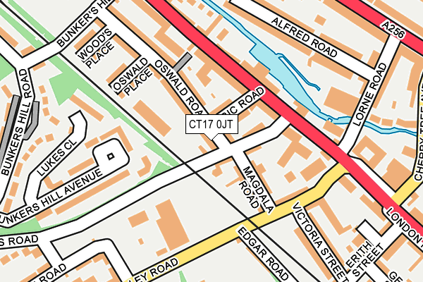 CT17 0JT map - OS OpenMap – Local (Ordnance Survey)