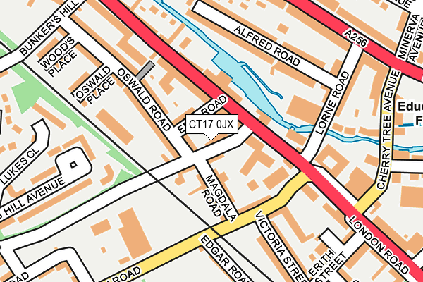 CT17 0JX map - OS OpenMap – Local (Ordnance Survey)