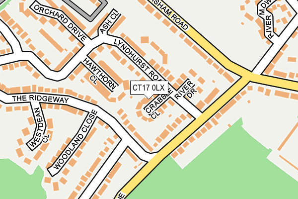 CT17 0LX map - OS OpenMap – Local (Ordnance Survey)