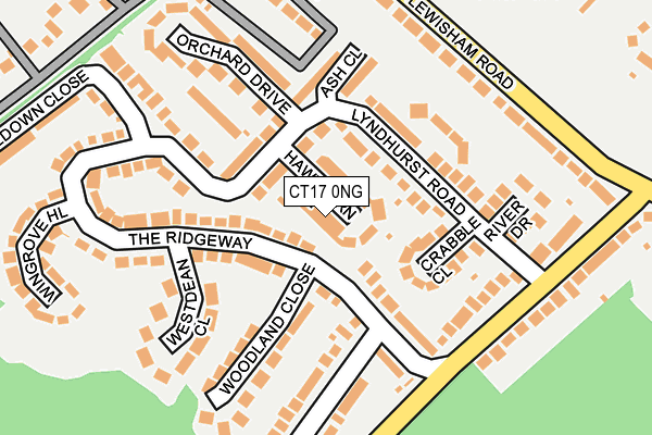 CT17 0NG map - OS OpenMap – Local (Ordnance Survey)