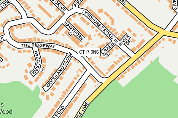 CT17 0NS map - OS OpenMap – Local (Ordnance Survey)