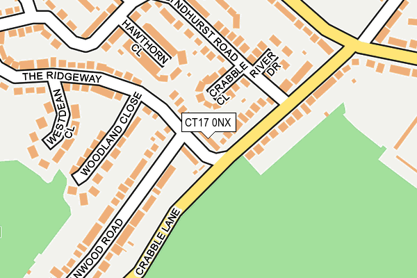 CT17 0NX map - OS OpenMap – Local (Ordnance Survey)