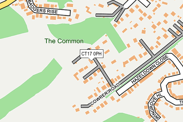 CT17 0PH map - OS OpenMap – Local (Ordnance Survey)