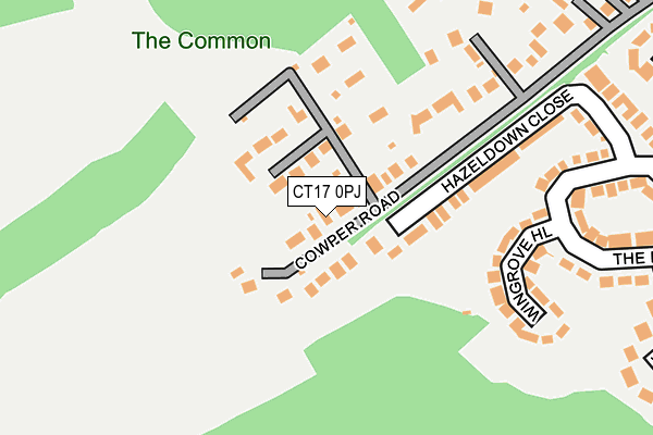 CT17 0PJ map - OS OpenMap – Local (Ordnance Survey)