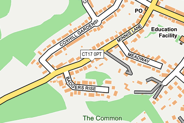 CT17 0PT map - OS OpenMap – Local (Ordnance Survey)