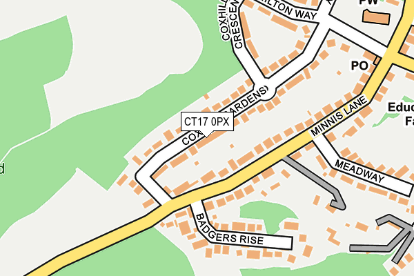 CT17 0PX map - OS OpenMap – Local (Ordnance Survey)