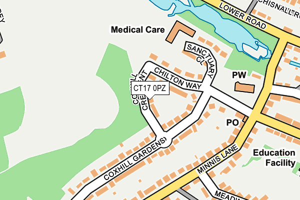 CT17 0PZ map - OS OpenMap – Local (Ordnance Survey)