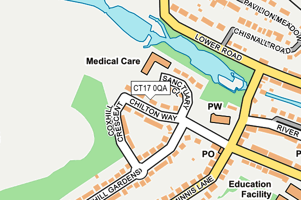 CT17 0QA map - OS OpenMap – Local (Ordnance Survey)