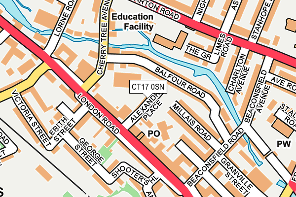 CT17 0SN map - OS OpenMap – Local (Ordnance Survey)