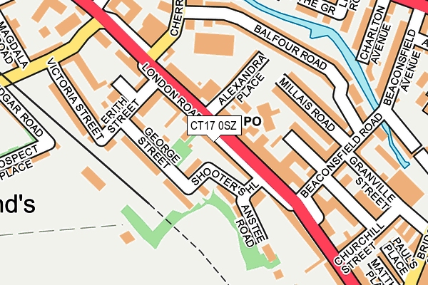 CT17 0SZ map - OS OpenMap – Local (Ordnance Survey)