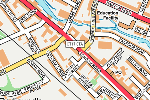 CT17 0TA map - OS OpenMap – Local (Ordnance Survey)