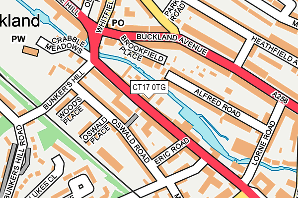 CT17 0TG map - OS OpenMap – Local (Ordnance Survey)