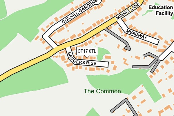 CT17 0TL map - OS OpenMap – Local (Ordnance Survey)