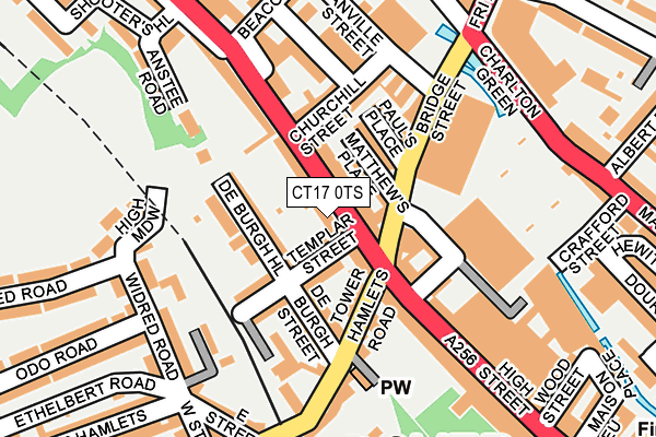 CT17 0TS map - OS OpenMap – Local (Ordnance Survey)