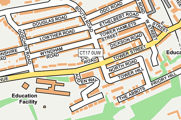 CT17 0UW map - OS OpenMap – Local (Ordnance Survey)