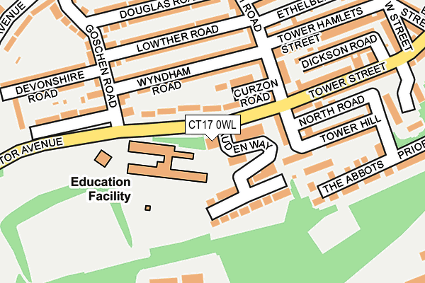 CT17 0WL map - OS OpenMap – Local (Ordnance Survey)