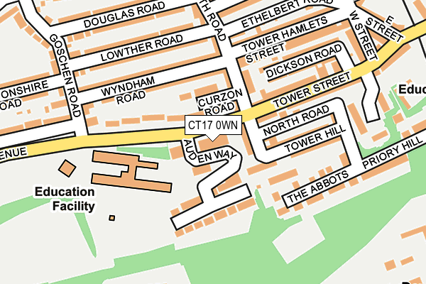 CT17 0WN map - OS OpenMap – Local (Ordnance Survey)