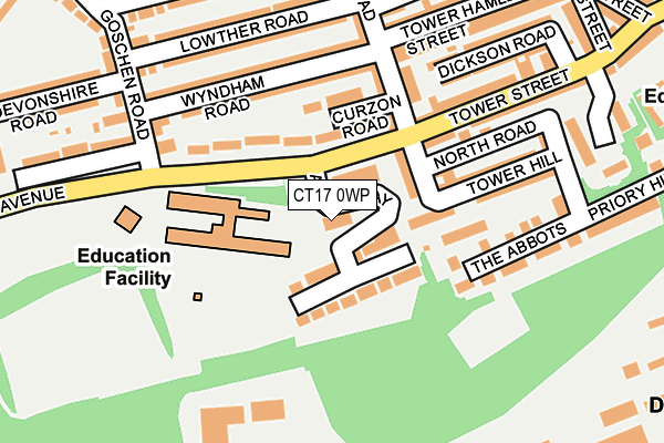 CT17 0WP map - OS OpenMap – Local (Ordnance Survey)